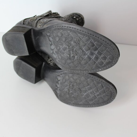 Circle G Corral Ankle Boots Cowhide Leather Cut Out distressed black Women's 5.5 - Picture 14 of 14